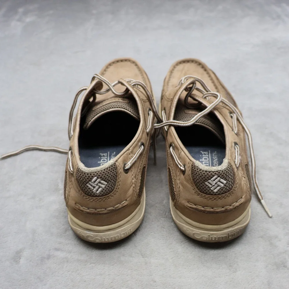 Columbia Men 8.5 Boat Shoes Brown‎ Leather Quadensity Earl Cove Waterproof Suede